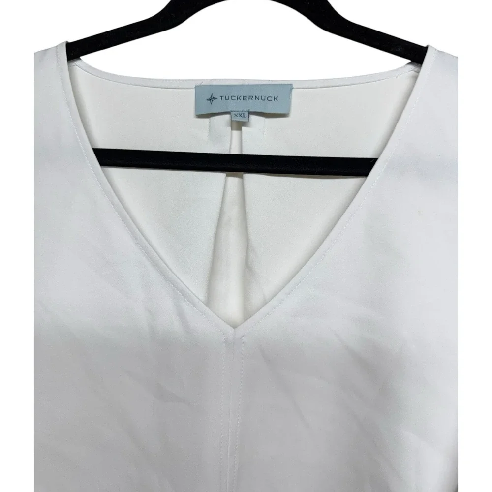 Tuckernuck‎ Tetley Blouse Puff Sleeve Flowy Top Career Casual White Women's XXL